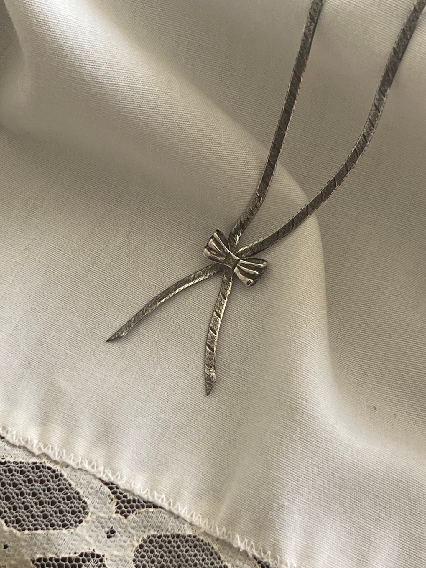 Sterling Silver Bow Necklace