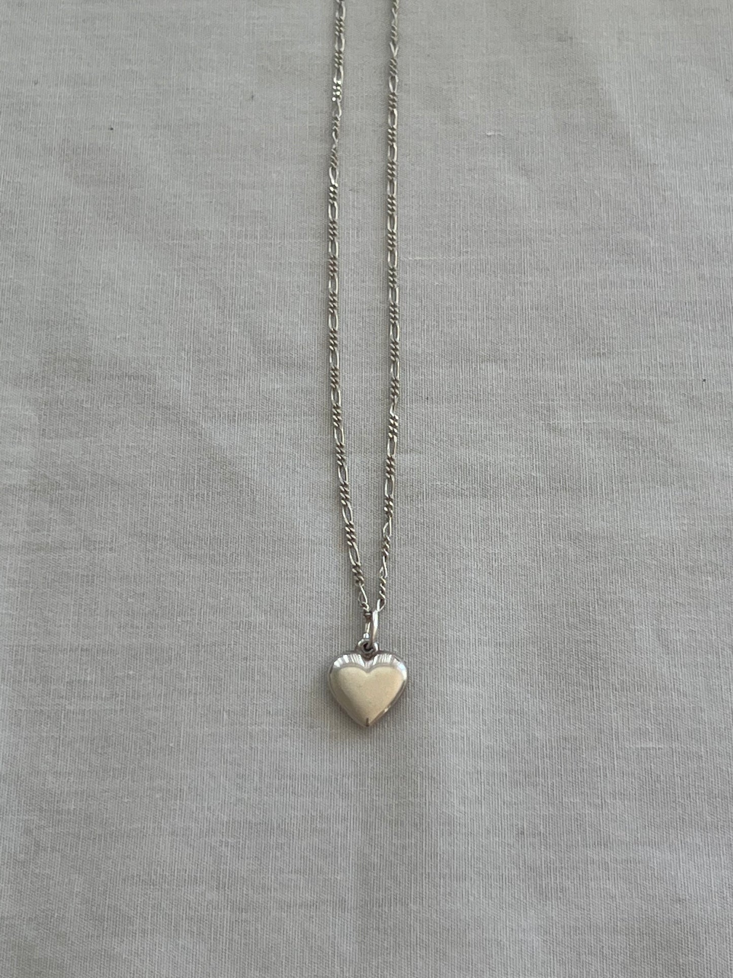 Sterling Silver Figaro Heart Charm Necklace